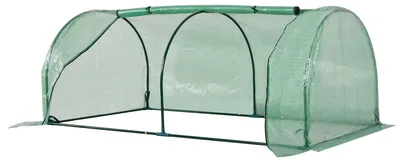 Image de Serre en film plastique Outsunny 200 x 100 x 80 cm - Serre à tomates résistante aux UV avec armature en acier et fenêtre à enroulement - Serre résistante à l'hiver pour le jardin et le balcon - Vert
