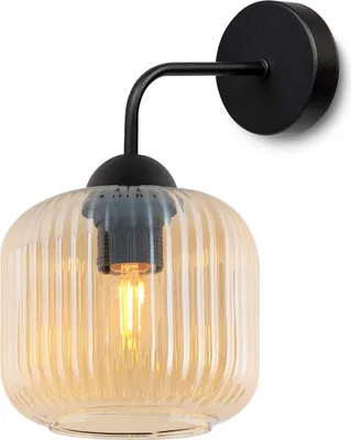 Produktbild von Riffle Schwarze Wandleuchte 1 Flache Honigzylinderlampe E27