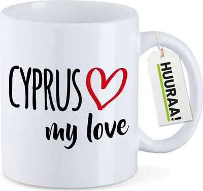 Produktbild von Huuraa Kaffeetasse Cyprus my love 330ml Weiß Keramik Kaffeebecher Geschenkidee