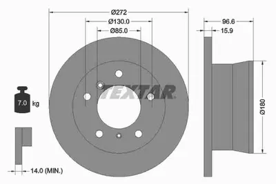 Obrázok produktu pre 2 brzdové kotúče Textar 272 mm vzadu pre Mercedes G-KLASSE W460 W463