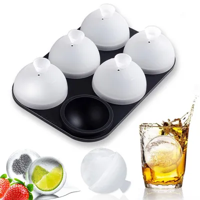 Eiswürfelform Rund 5 cm, 6er-Set, BPA-frei, Silikon, mit Deckel