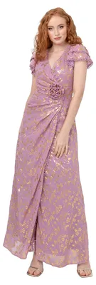 Produktbild von Maya Deluxe Damen Women's Maxi Ladies Wrap V-Neck Short Tiered Flutter Sleeve Go