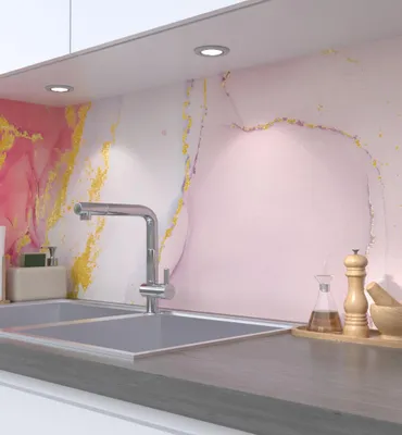 Produktbild von Küchenrückwand selbstklebend Marmor rosa gold Spritzschutz Folie 220 x 60cm