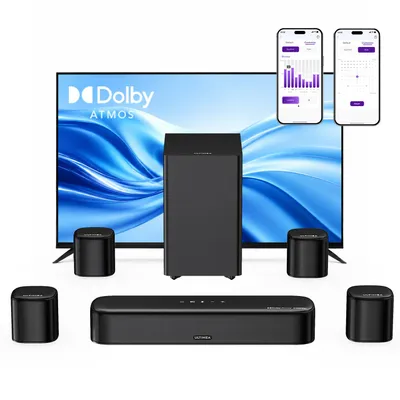 Produktbild von ULTIMEA Aura S5T - 7.1 Soundbar mit Dolby Atmos, 5,25'' Subwoofer, 4 Surround-Lautsprecher, HDMI eARC, App-Steuerung, 420W Spitzenleistung