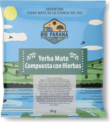 Image de Rio Parana - Échantillon de maté « Compuesta con Hierbas » 50 g - Menthe, verveine - Séché à l'air libre - Peu de poussière - Yerba argentine - Vieilli au moins 1 an
