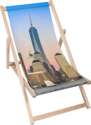 Immagine prodotto di Lettino Dreamroots pieghevole in legno, legno di faggio fino a 130 kg, lettino pieghevole con regolazione dell'inclinazione dello schienale a 3 livelli, City Panorama