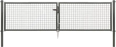 Produktbild von Alberts Wellengitter-Doppeltor mit Zubehör, Breite 300 cm, Höhe 75 cm, anthrazit-metallic, zum Einbetonieren, Pfostentärke 60 mm