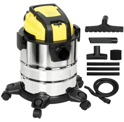 Image de Aspirateur sec/humide 1200W, réservoir de 20L | Couleur : Noir et jaune | Dimensions : 48x48x48,5 cm