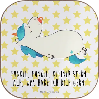 Produktbild von Mr. & Mrs. Panda Untersetzer für Gläser Einhorn Schnuller - Weiß - Geschenk, Geburt, Tischschoner, Coaster, Unicorn, Mama, Baby, Geburtstag, Einhörner, gläseruntersetzer