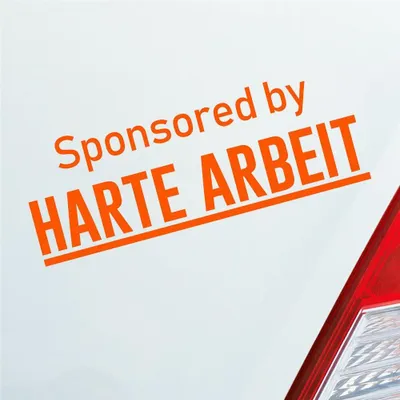 Produktbild von Auto Aufkleber Sponsored by Harte Arbeit Gesponsert Hard 19x7 cm Orange Sticker Heckscheibenaufkleber
