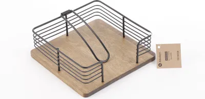 Produktbild von Serviettenhalter Metall/Gummibaumholz Modern Kitchen Modern 19x19x7 cm Schwarz 1 Stück