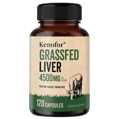 Immagine prodotto di Grassfed Beef Liver 4500 mg (120 capsule) Integratore alimentare, fegato, reni, cuore, pelle, articolazioni, ossa, sistema immunitario, benessere generale