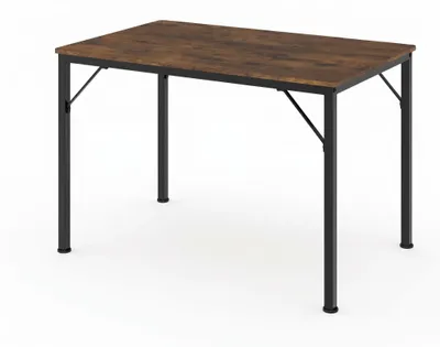 Obrázok produktu pre Vintage priemyselný jedálenský stôl z dreva a kovu - Obdĺžnikový kuchynský stôl s rozmermi 120 cm - Pre 4-6 osôb - Odolný voči teplu a poškriabaniu - Jednoduchá montáž - Hnedý