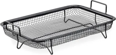 Produktbild von Navaris Grillkorb Gitter für Backofen - 32 x 22,5 cm Grill Korb aus Edelstahl - Schale für Pommes Gemüse Chicken Nuggets - Antihaftbeschichtung