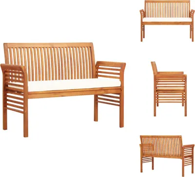 Image de vidaXL Banc de jardin 2 places avec coussin 120 cm bois massif acacia - Bancs de jardin