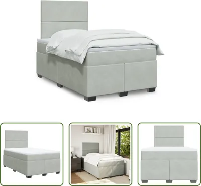 Produktbild von The Living Store Boxspringbett mit Matratze Hellgrau 120x190 cm Samt