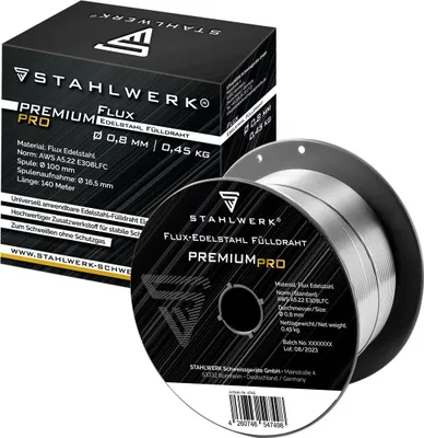 Produktbild von STAHLWERK Fülldraht FLUX Edelstahl E308LFC 0,8 mm 0,45 kg Drahtrolle Drahtspule