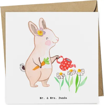 Produktbild von Mr. & Mrs. Panda Grußkarte Gärtnerin Herz - Weiß - Geschenk, anlasskarte, faltkarte, Gartenarbeit, Gartenbau, doppelkarte, Gartenplaner, Klappkarte, Gärtnerei