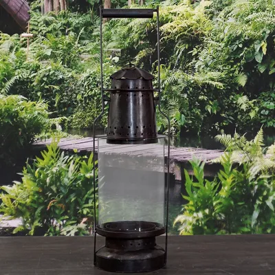 Produktbild von Laterne aus Metall, Öllampe, Windlicht, Kerzenhalter