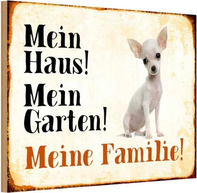 Produktbild von vianmo Holzschild 20x30 cm Hund Chihuahua mein Haus Garten Familie Tier Haustier