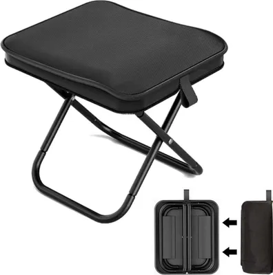Produktbild von Camping Hocker,Klapphocker 28CM,Tragbarer Klapphocker,Mini Outdoor Camping Klappstš¹hle mit Aufbewahrungsbeutel,fš¹r Camping Garten Reisen Angeln Grillen Strand Picknick(Schwarz/1)