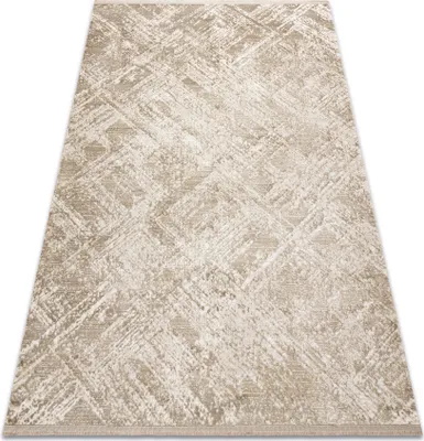 Immagine prodotto di Tappeto moderno DUKE 51541 beige - Geometrico strutturata, molto morbida, frange beige 180x270 cm