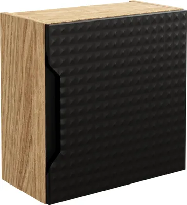 Produktbild von Hängender Badezimmerschrank 35X35, Schwarz, Eiche Matt 3D, 1 Tür, Modern
