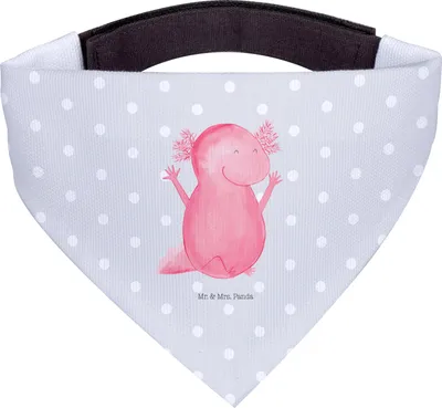 Produktbild von Mr. & Mrs. Panda Halstuch Hund Axolotl Hurra - Grau Pastell - Geschenk, Motivation, Hunde-Halstuch, Tuch, Hunde, Spaß, Zufriedenheit, Fröhlich