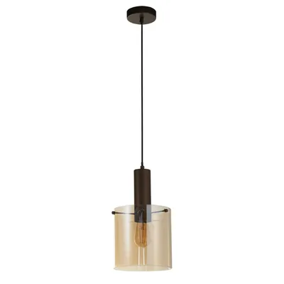 Produktbild von Hängeleuchte Metall Rauchglas rund Ø 20 cm H: max. 120 cm Braun Bernstein E27 Retro Pendelleuchte