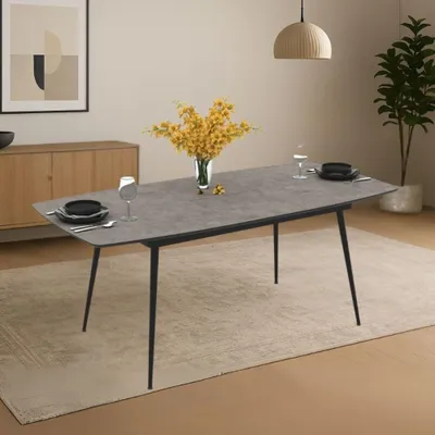 Immagine prodotto di Tavolo allungabile Yense colore cemento con gambe nere 145x80x75H