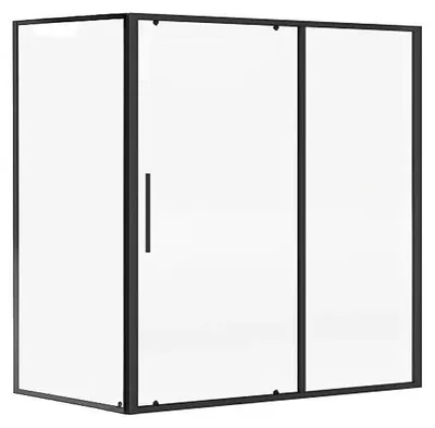 Produktbild von Duschabtrennung mit Schiebetür Mattschwarz Industriestil - 160 x 80 x 195 cm - TORONI