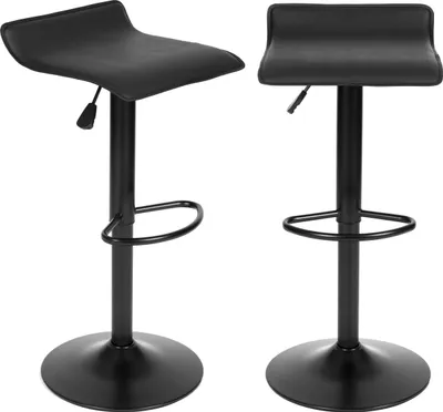 Produktbild von Barhocker, drehbare Fußstütze, höhenverstellbar, schwarzes Kunstleder