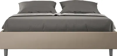 Produktbild von ITYHOME - Gepolstertes Bett ohne Lattenrost 160x210 mit Kunstlederbezug Taubengrau Azelia