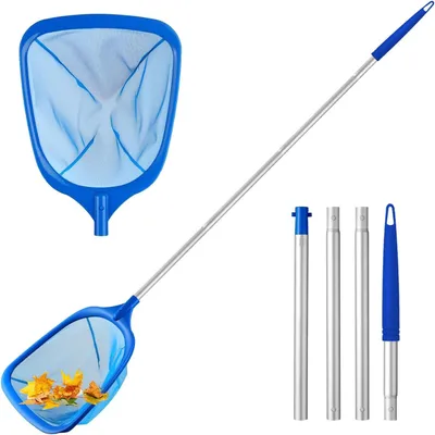 Imagen del producto de Red de limpieza para piscinas de malla fina, con mango telescópico, resistente, de 1,5 metros, para la limpieza de piscinas y estanques