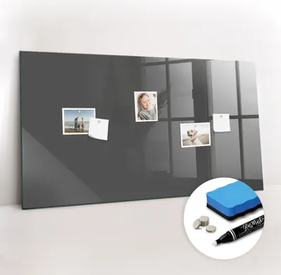 Produktbild von Magnetpinnwand Memoboard - Zubehörsatz - Weißer Marker + Schwamm + Magnete - 120 x 60 cm - Graue Farbe