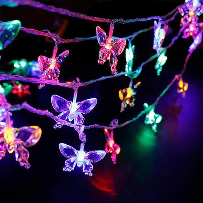 3 m 20 LED bunte Schmetterlings-Lichterkette, warmweiß