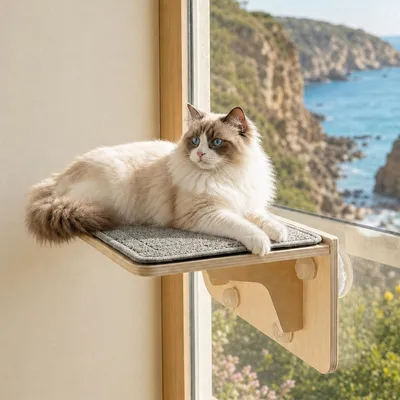 Immagine prodotto di Solidchoice - Amaca per gatti in legno da appendere alla finestra, salvaspazio ed elegante