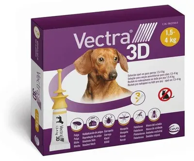 Image de Ceva Vectra 3d Spot-on 1.5-4kg Pipette antiparasitaire Pour chiens 3 unités Golden Golden One Size