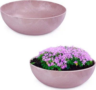 Image de Jardinière pour l'extérieur Jardinière décorative ronde vieux rose marbré 25 cm