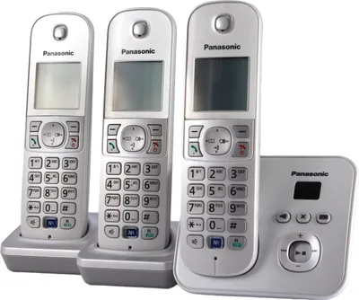 Produktbild von Panasonic KX-TG6823 Strahlungsarmes Schnurlostelefon mit Anrufbeantworter, Rufnummernanzeige, 2 zus?tzliche Mobilteile, 15h Sprechzeit, 7 Tage Standby, Freisprechfunktion, DECT
