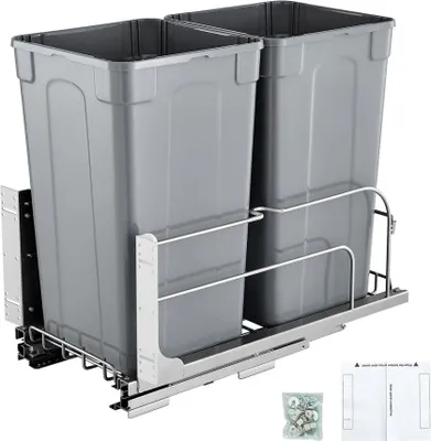 Immagine prodotto di Cestino doppio estraibile - Cestino da cucina con chiusura ammortizzata - Cestino 27Qtx2 - Comodità e pulizia in cucina