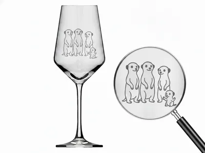 Produktbild von Exoda Weinglas Erdmännchen mit Baby 1 Stück 350ml spülmaschinenfest