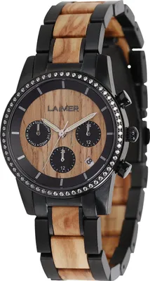 Produktbild von Laimer 0135 Damen Holzuhr Klara Quarz Olivenholz-Armband Ø 36 mm