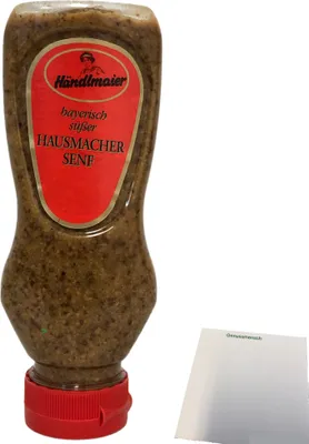 Produktbild von Händlmaier's Hausmachersenf süß Süßer-Senf 1er Pack (1x225ml Flasche) + usy Block