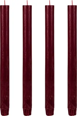 Image de Bougies à tige, set de 4 bougies de table de haute qualité Ø 2,3 x 27 cm vin-rouge