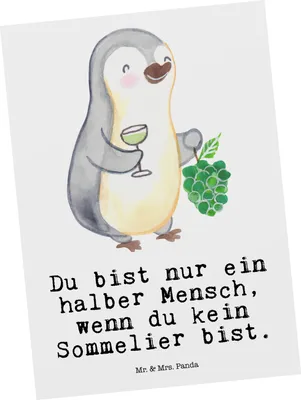 Produktbild von Mr. & Mrs. Panda Grußkarte Sommelier Herz - Weiß - Geschenk, Postkarte, Postkarten, bildkarte, Ansichtskarte, einzelkarte