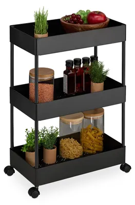 Immagine prodotto di Carrello da cucina pratico con 3 ripiani, colore nero