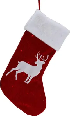 Image de Grand bas de Noël 41 cm avec 12 LED - Bas décoratif avec motif de rennes