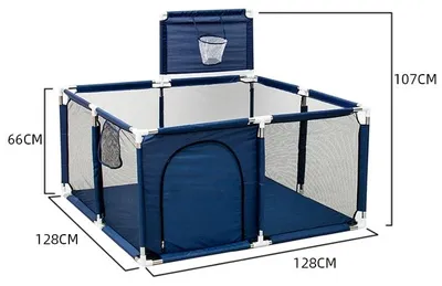 Immagine prodotto di Recinto gioco per bambini - Recinto per neonati - Taglia S - Struttura in metallo - Rete traspirante - Adatto per interni ed esterni - Da 3 a 6 anni - Blu