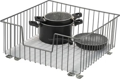 Produktbild von bremermann Schrank-Korbauszug 50 cm mit Einlegeboden, Küchenschublade zum Nachrüsten, Schrankauszug aus Metall, grau